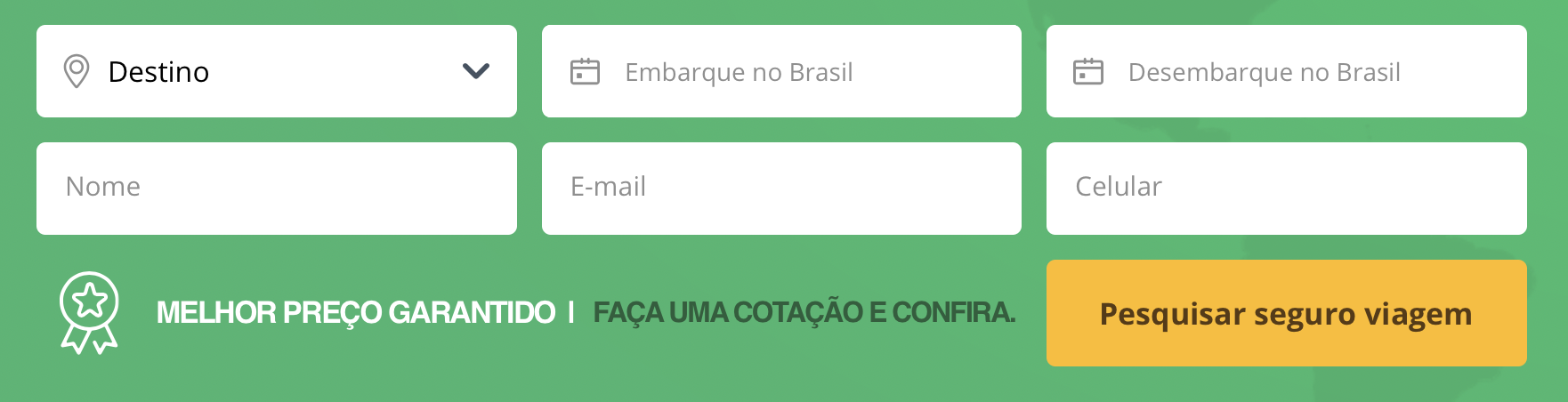 Página de busca de seguro viagem para a Europa do site seguros promo.