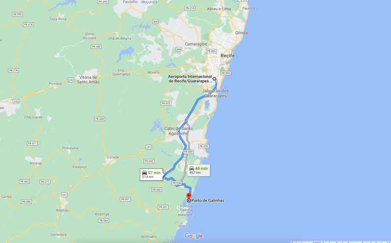 Mapa aeroporto - Porto de Galinhas