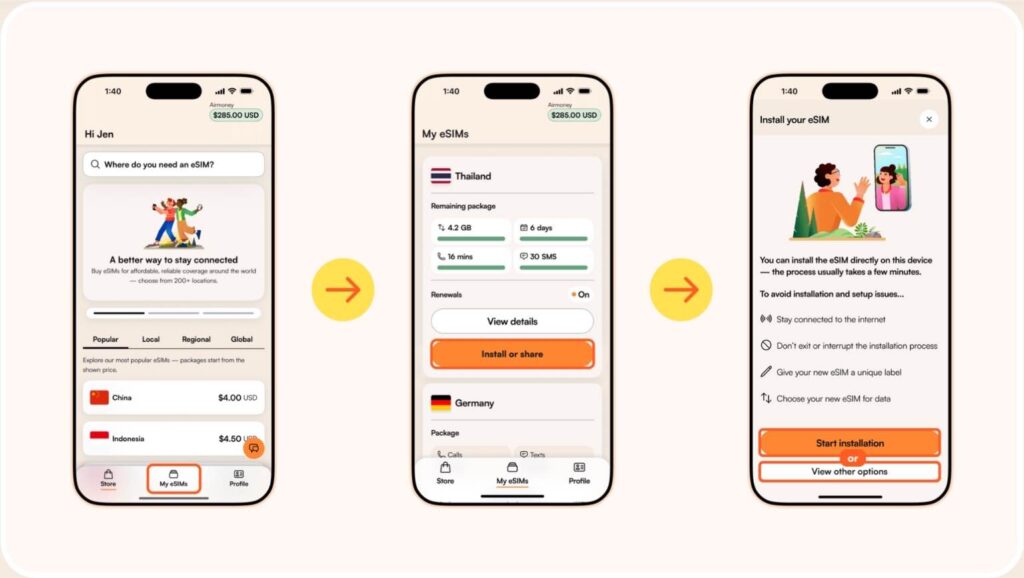 Como fazer a instalação do eSIM da Airalo