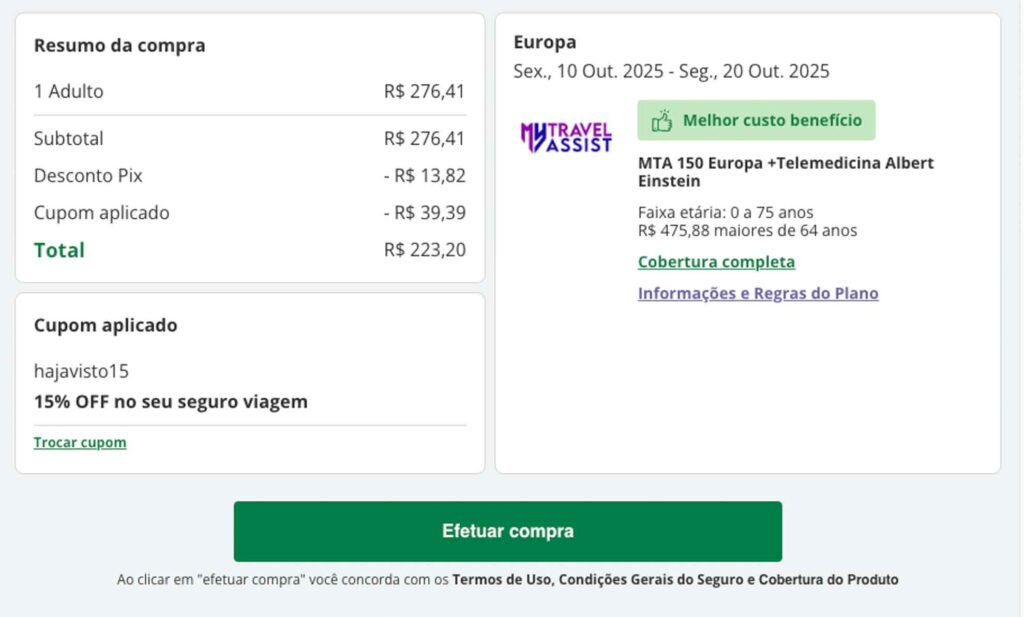 Desconto para o seguro viagem para a Alemanha